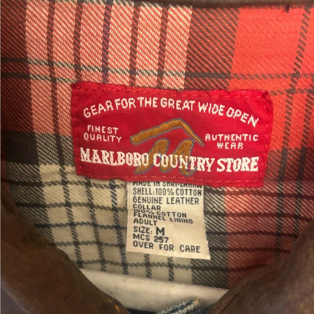 Marlboro Coutry Store Vintage Denim Jacket, Leather collar vintage denim - Picture 4 of 4